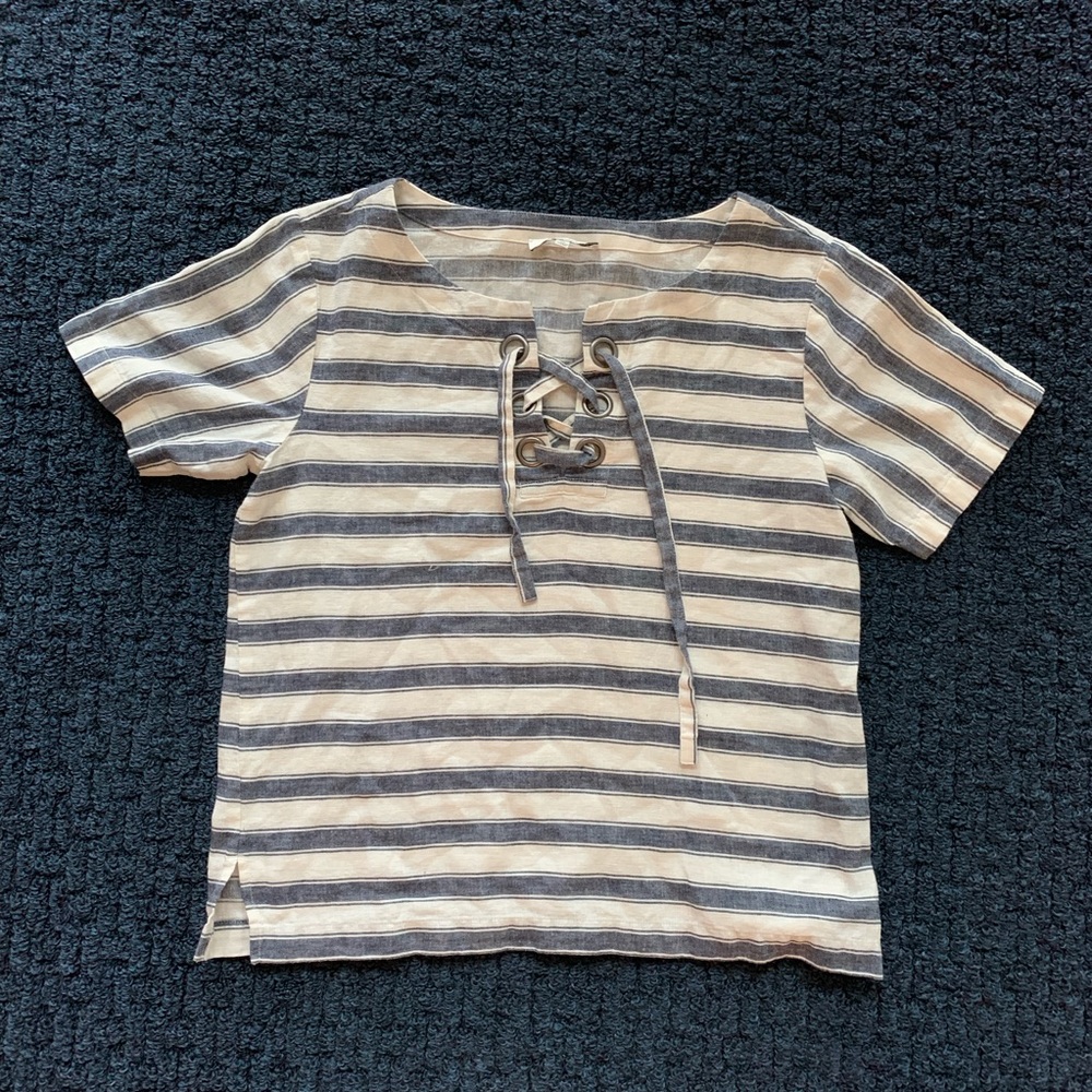 Madewell striped lace-up box tee